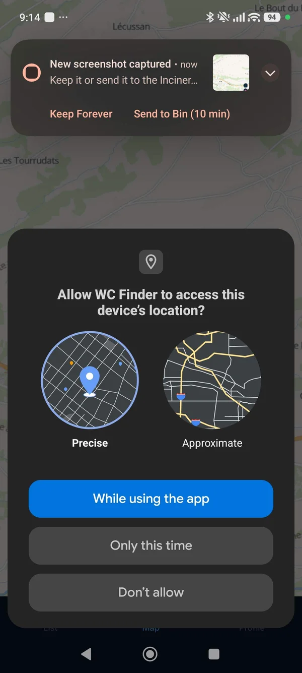 Location permission dialog appearing again from the Map tab